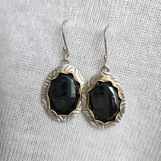 Faceted Hematite Two Tone Earrings