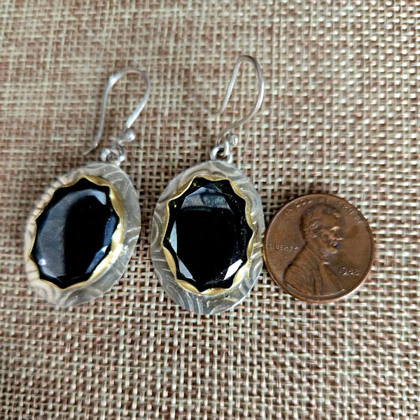 Faceted Hematite Two Tone Earrings