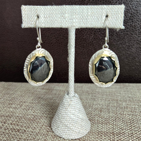 Faceted Hematite Two Tone Earrings