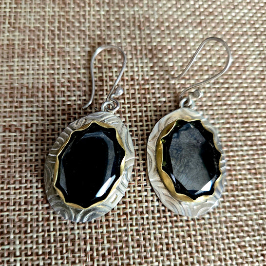 Faceted Hematite Two Tone Earrings