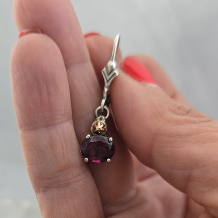 Garnet Two Tone Earrings