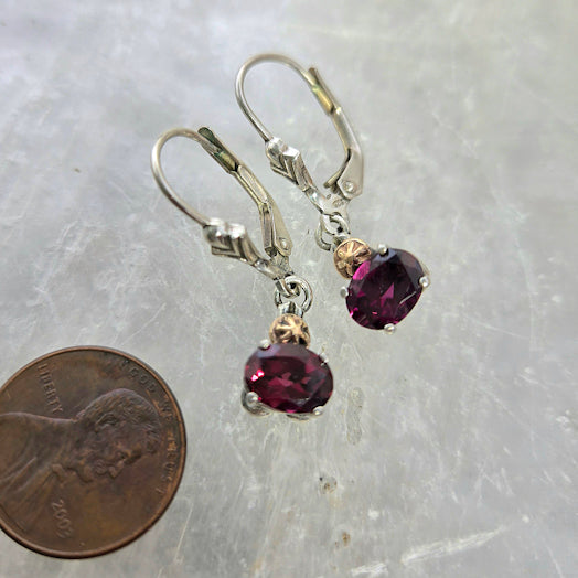 Garnet Two Tone Earrings