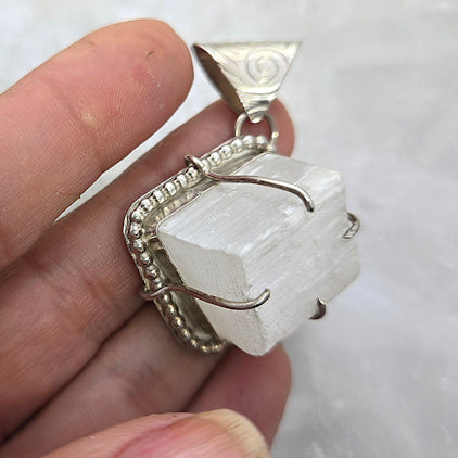 Selenite Cube Pendant