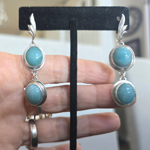 Double Amazonite Drop Earrings