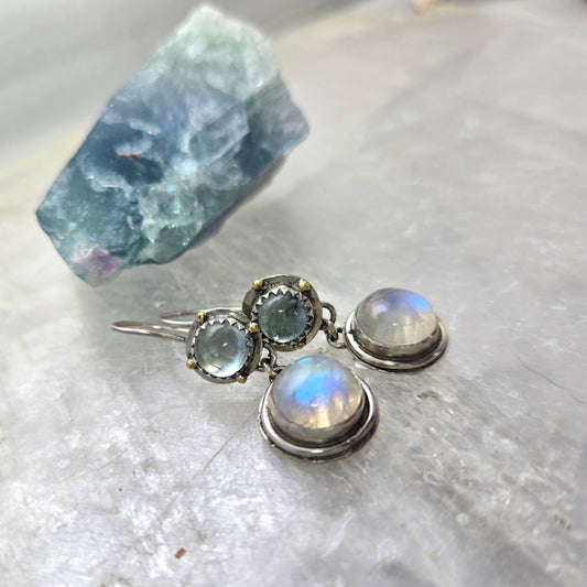 Aquamarine and Moonstone Earrings