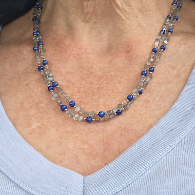 Lapis, Labradorite Sterling Silver Long Necklace