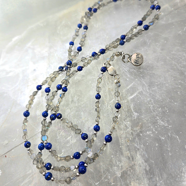 Lapis, Labradorite Sterling Silver Long Necklace