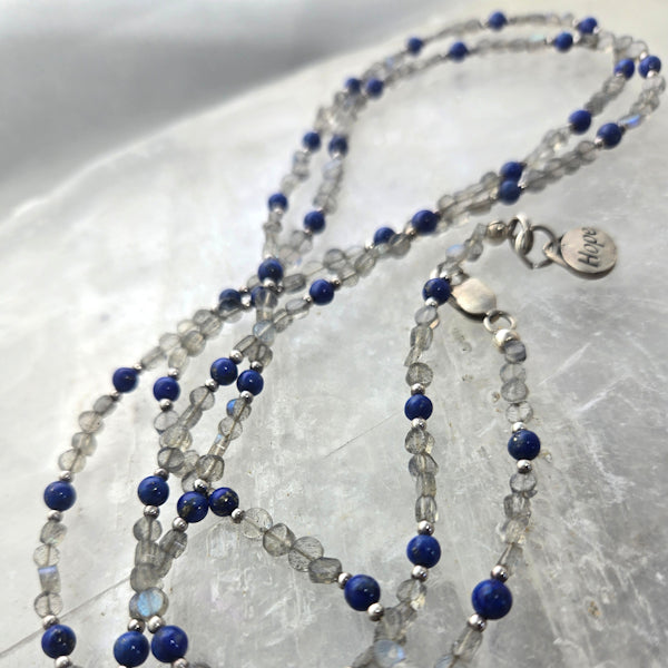 Lapis, Labradorite Sterling Silver Long Necklace
