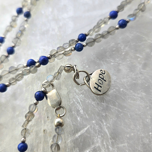 Lapis, Labradorite Sterling Silver Long Necklace
