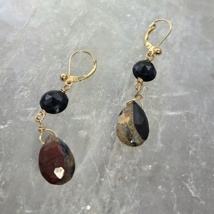 14kt Gold Jasper Earrings