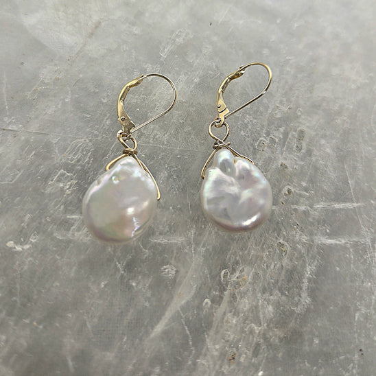 Freshwater Coin Pearl Earrings