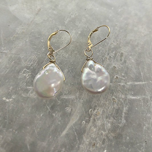 Freshwater Coin Pearl Earrings