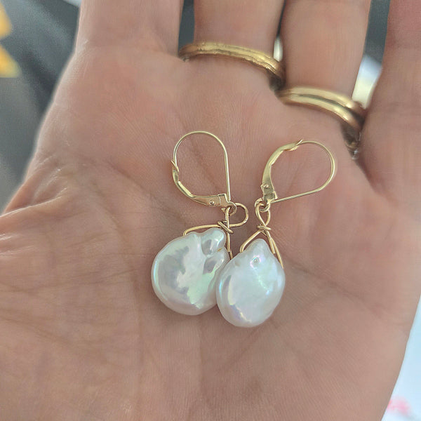 Freshwater Coin Pearl Earrings