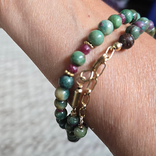 14kt GF Ruby in Zoisite Necklace/Bracelet