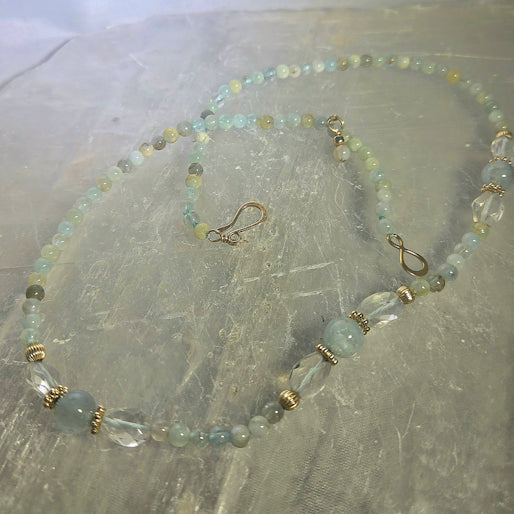 14kt Gold Aquamarine Beaded Necklace/Bracelet