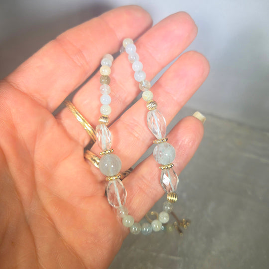14kt Gold Aquamarine Beaded Necklace/Bracelet