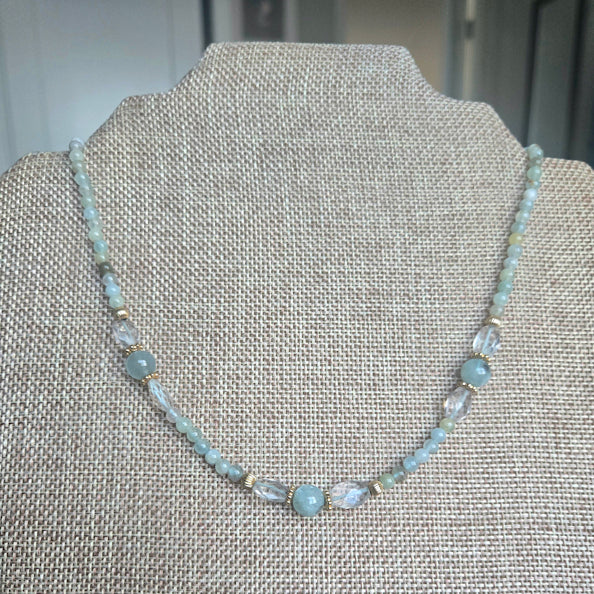 14kt Gold Aquamarine Beaded Necklace/Bracelet