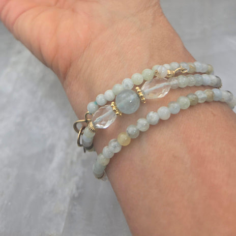 14kt Gold Aquamarine Beaded Necklace/Bracelet