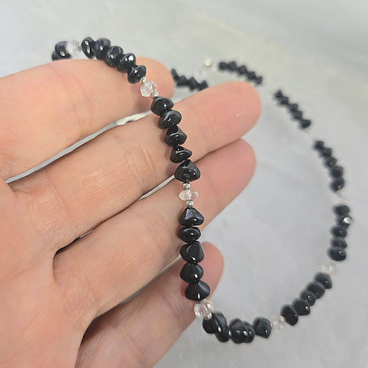 Onyx and Rock Crystal Necklace