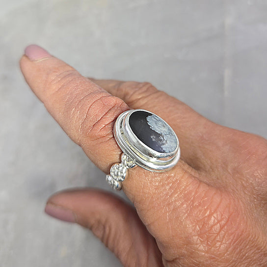 Snowflake Obsidian Ring
