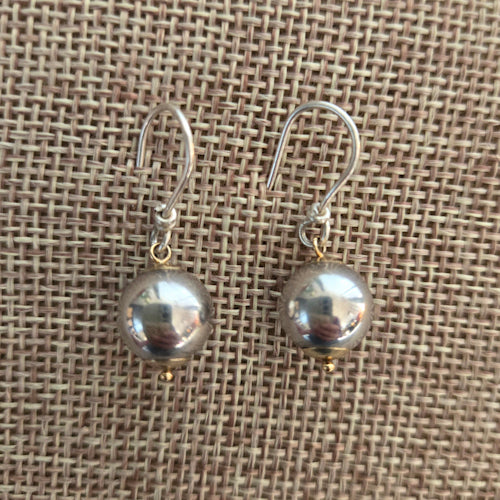 14kt Gold & Sterling Silver Ball Earrings