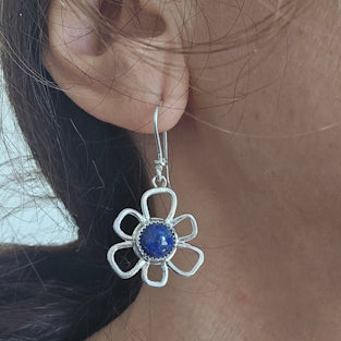 Blue Lapis Flower Earrings