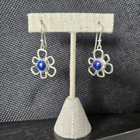 Blue Lapis Flower Earrings