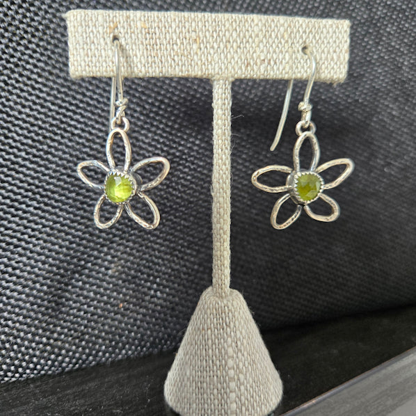 Green Peridot Flower Earrings