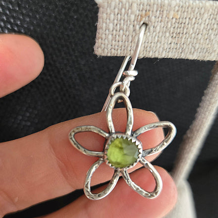 Green Peridot Flower Earrings
