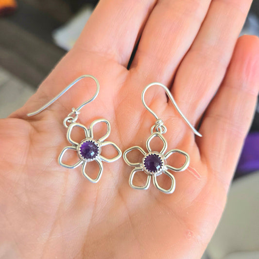 Amethyst Flower Earrings