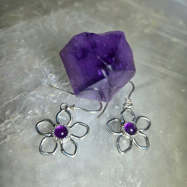 Amethyst Flower Earrings