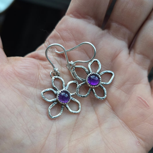 Amethyst Flower Earrings Patterned
