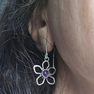 Amethyst Flower Earrings Patterned