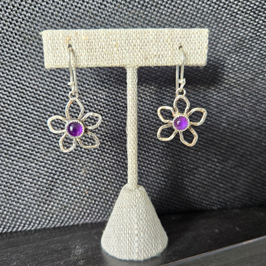 Amethyst Flower Earrings Patterned