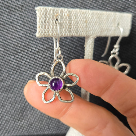 Amethyst Flower Earrings Patterned
