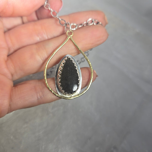 Golden Sheen Obsidian 18kt Gold Necklace