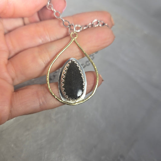 Golden Sheen Obsidian 18kt Gold Necklace