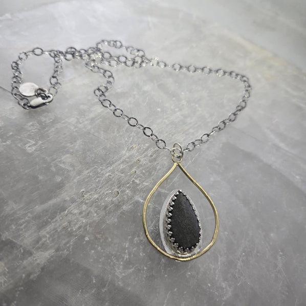 Golden Sheen Obsidian 18kt Gold Necklace