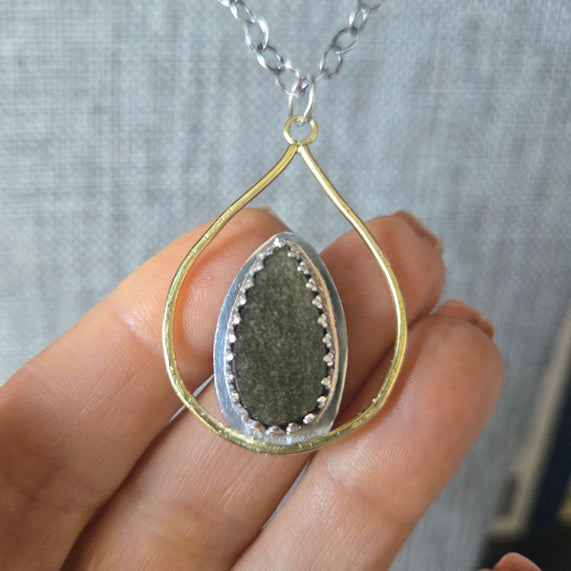 Golden Sheen Obsidian 18kt Gold Necklace