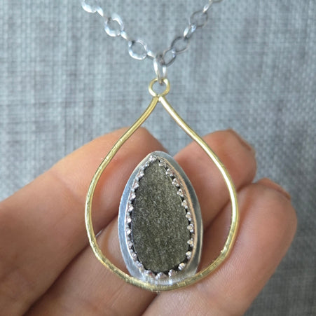 Golden Sheen Obsidian 18kt Gold Necklace