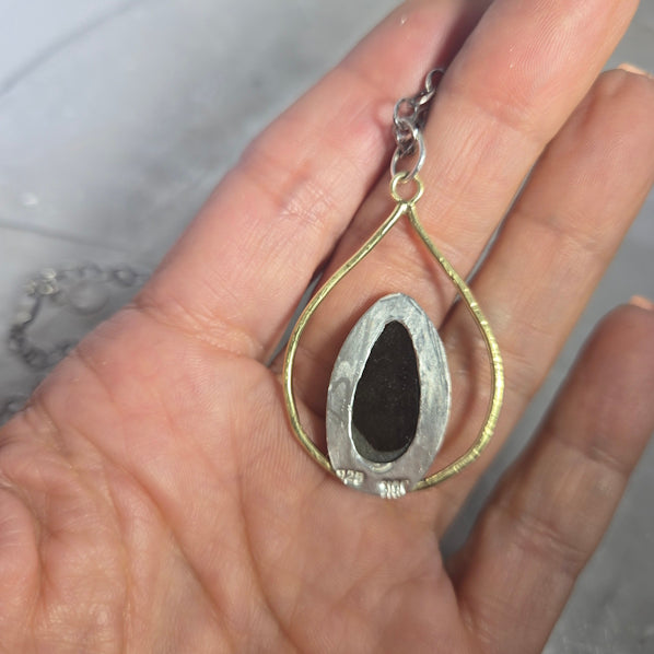 Golden Sheen Obsidian 18kt Gold Necklace