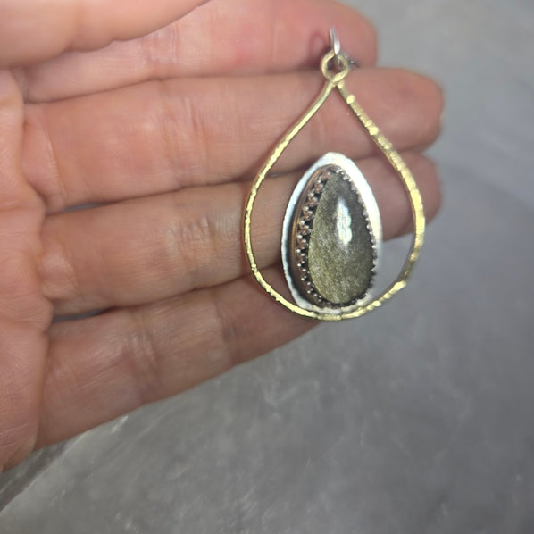 Golden Sheen Obsidian 18kt Gold Necklace
