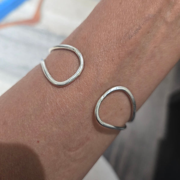 Handcrafted Gold Sheen Obsidian Sterling Silver and 18kt Gold Cuff Bracelet