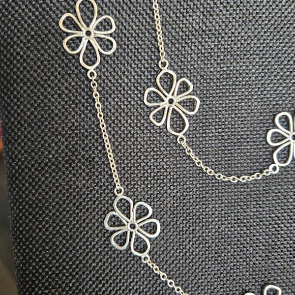 Sterling Silver Link Flower Necklace