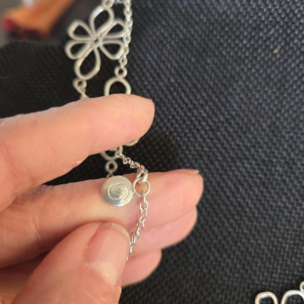Sterling Silver Link Flower Necklace