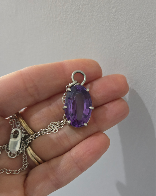 Faceted Amethyst Pendant Necklace