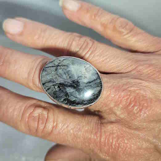 Picasso Marble Sterling Silver Ring