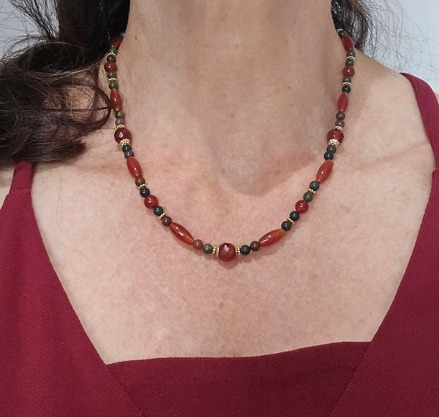 Carnelian and Bloodstone Necklace