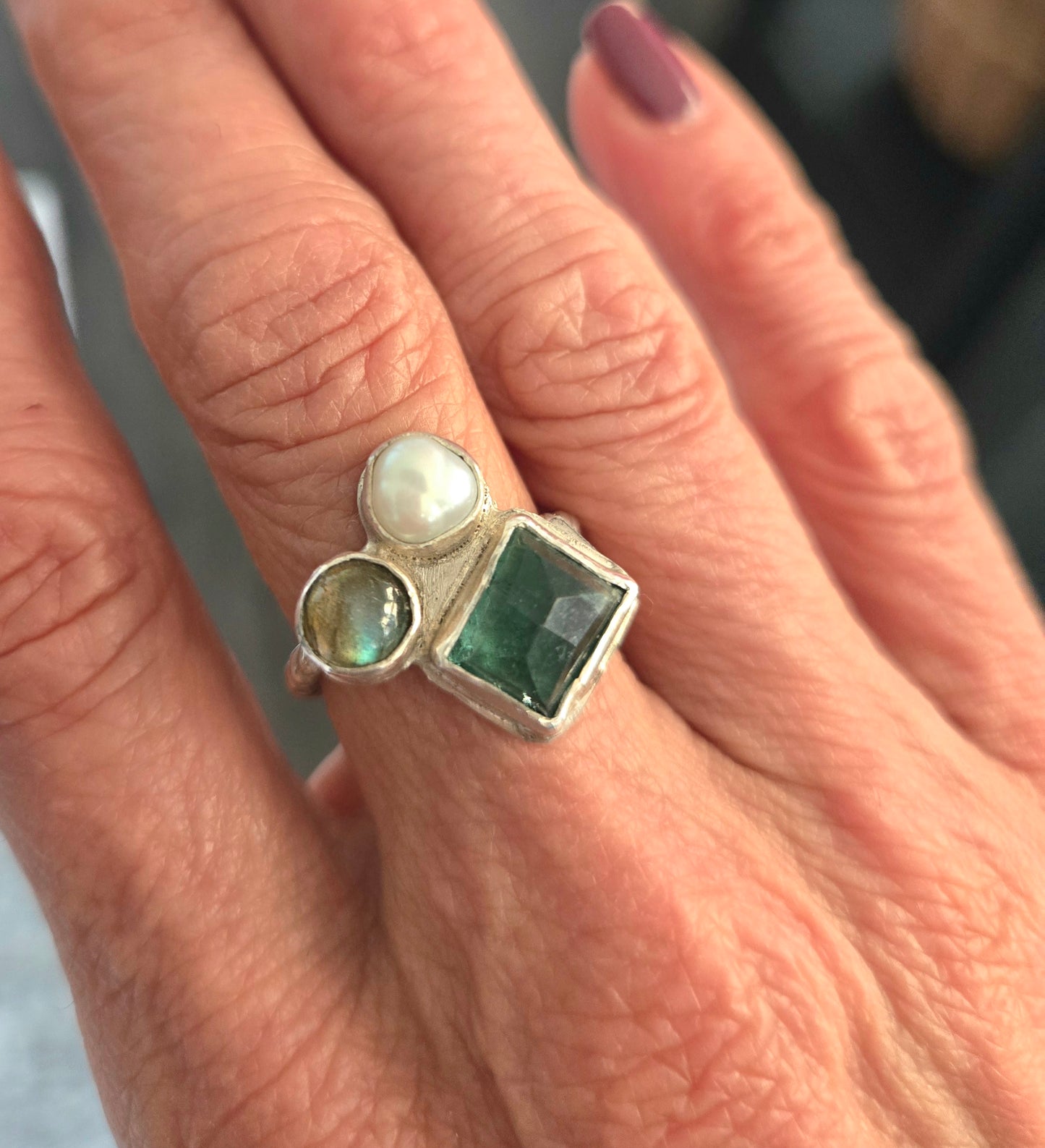 Faceted Tourmaline Cluster Ring