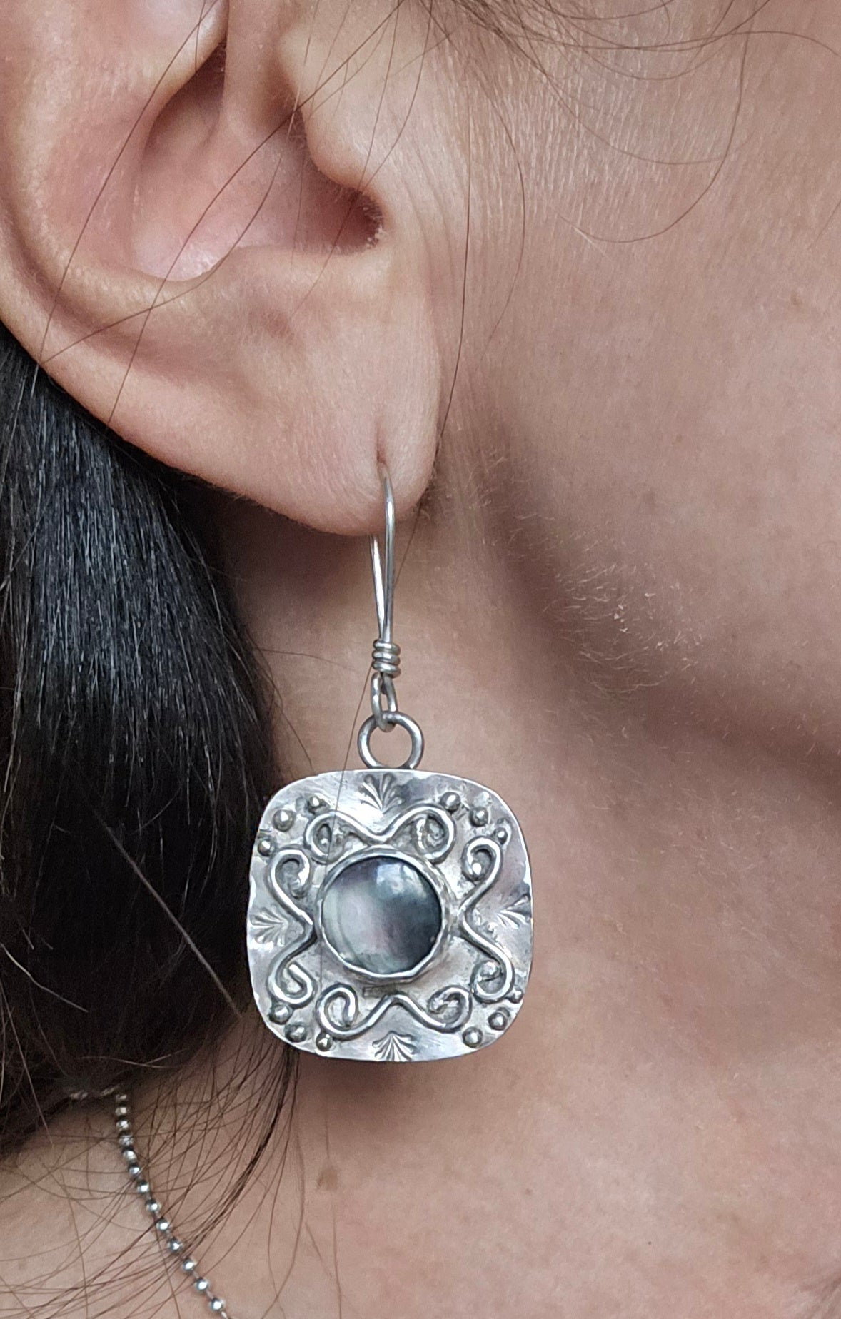 Black Mother of Pearl Earrings